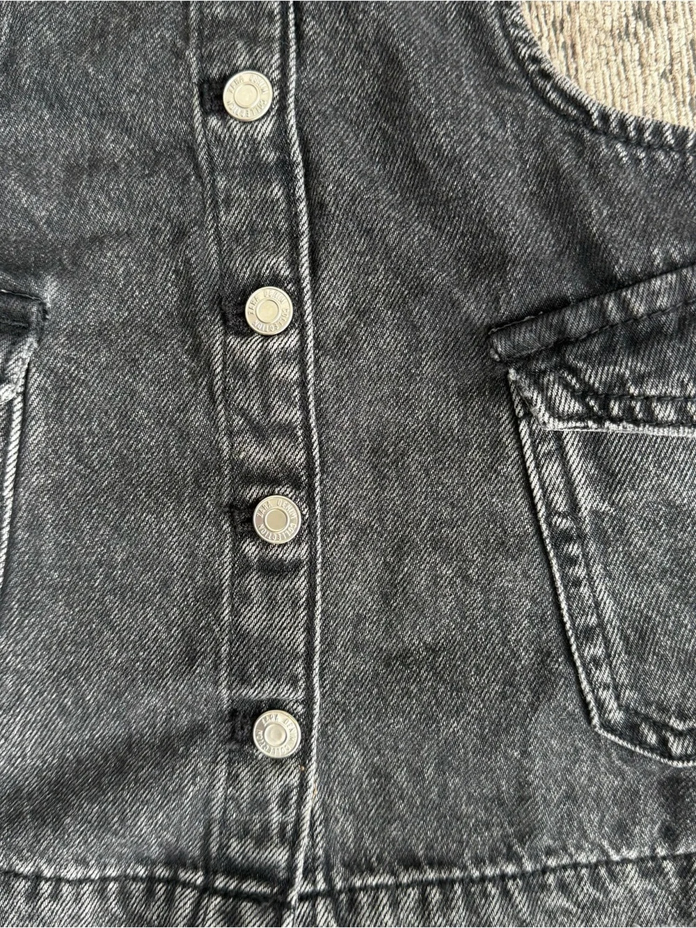 Zara Kids Black Denim Pinafore Dress Overalls Jumper Faded Acid Wash 12-18 Month